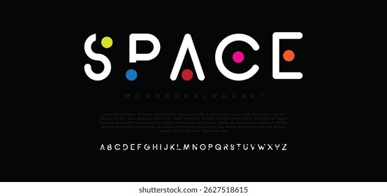 Space alphabet font. Typography decorative elegant classic lettering serif fonts vintage retro for logo.