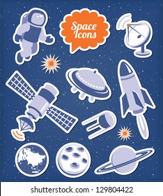 Space ana spaceship icons set