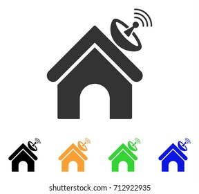 Space Antenna Building icon. Vector illustration style is a flat iconic space antenna building symbol with black, gray, green, blue, yellow color variants. Designed for web and software interfaces.