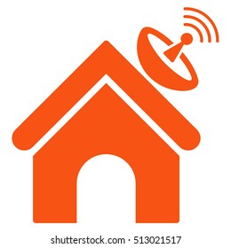 Space Antenna Building vector icon. Flat orange symbol. Pictogram is isolated on a white background. Designed for web and software interfaces.