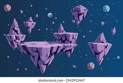 Vector de plataforma voladora de juego de arcade espacial