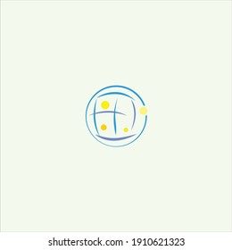 Space artificial sphere. Geometric globe shape element logo. Business identity. Information connection logo. 