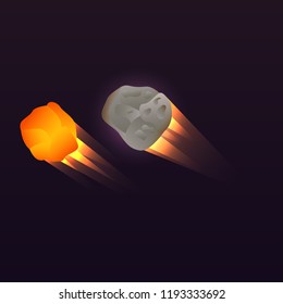 Space asteroid icon. Isometric of space asteroid vector icon for web design isolated on black background