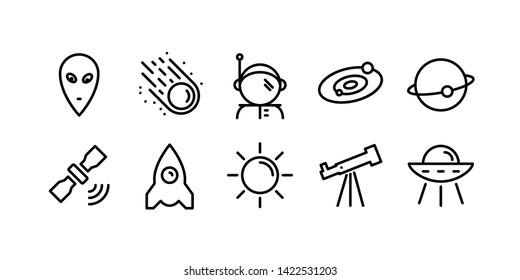 Space and Astro Line Icon Set