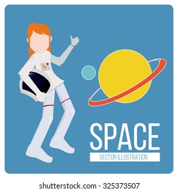 space and astronaut background illustration over blue color background
