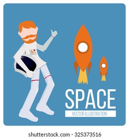 space and astronaut background illustration over blue color background