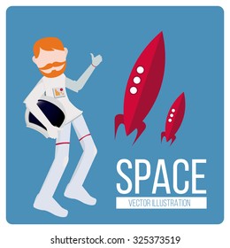 space and astronaut background illustration over blue color background