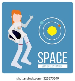 space and astronaut background illustration over blue color background