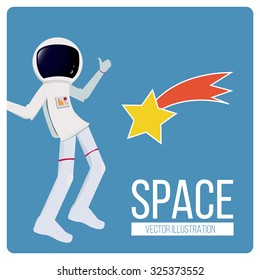 space and astronaut background illustration over blue color background