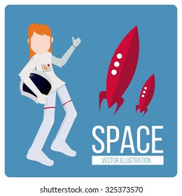 space and astronaut background illustration over blue color background