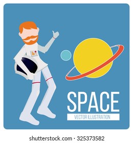 space and astronaut background illustration over blue color background