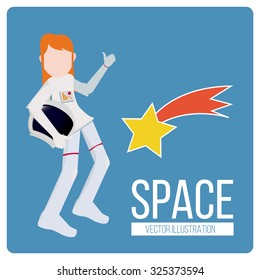 space and astronaut background illustration over blue color background