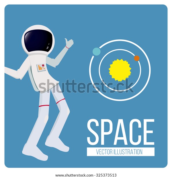 space and astronaut background illustration\
over blue color\
background
