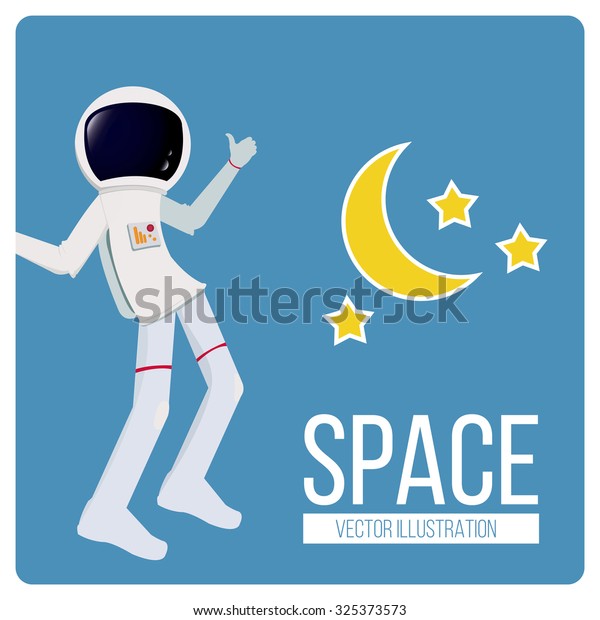 space and astronaut background illustration\
over blue color\
background