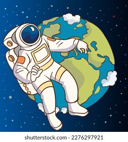 space and astronaut cartoon vector
