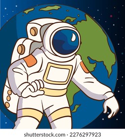 space and astronaut cartoon vector