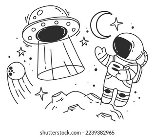 Space astronaut character galaxy planet logo t shirt print cosmos concept. Vector graphic design illustration element