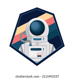 space astronaut character label icon