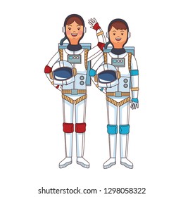 space astronaut couple cartoon