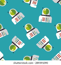 Space Astronaut flat icon, eps10 seamless pattern background