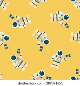 Space Astronaut flat icon, eps10 seamless pattern background