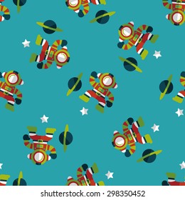 Space Astronaut flat icon, eps10 seamless pattern background