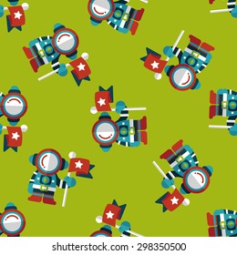 Space Astronaut flat icon, eps10 seamless pattern background