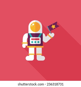 Space Astronaut flat icon with long shadow, eps10