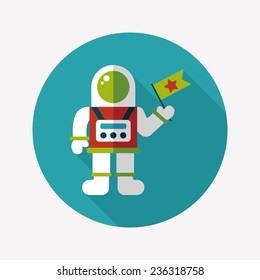 Space Astronaut flat icon with long shadow, eps10
