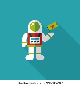 Space Astronaut flat icon with long shadow, eps10