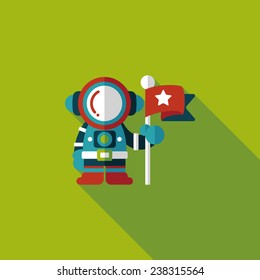 Space Astronaut flat icon with long shadow, eps10