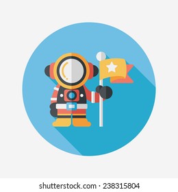Space Astronaut flat icon with long shadow, eps10