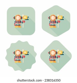 Space Astronaut flat icon with long shadow, eps10