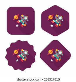 Space Astronaut flat icon with long shadow, eps10