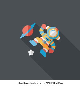 Space Astronaut flat icon with long shadow, eps10