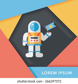 Space Astronaut flat icon with long shadow, eps10
