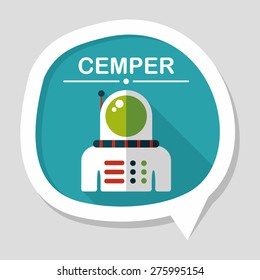 Space Astronaut flat icon with long shadow, eps10