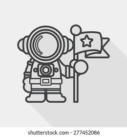 Space Astronaut flat icon with long shadow, eps10, line icon
