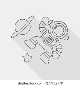 Space Astronaut flat icon with long shadow, eps10, line icon