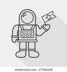 Space Astronaut flat icon with long shadow, eps10, line icon