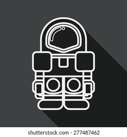 Space Astronaut flat icon with long shadow, eps10, line icon