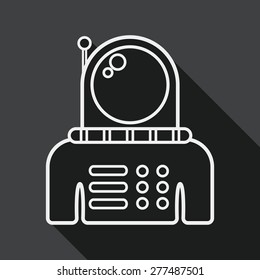 Space Astronaut flat icon with long shadow, eps10, line icon