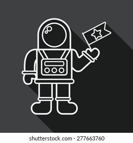 Space Astronaut flat icon with long shadow, eps10, line icon