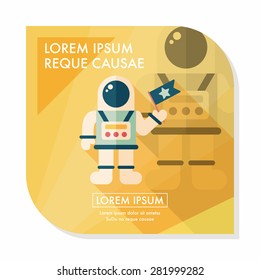 Space Astronaut flat icon with long shadow, eps10