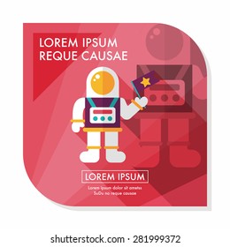 Space Astronaut flat icon with long shadow, eps10