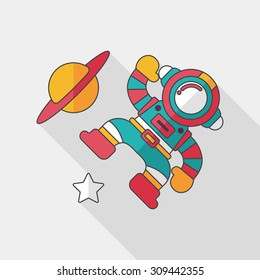 Space Astronaut flat icon with long shadow, eps10