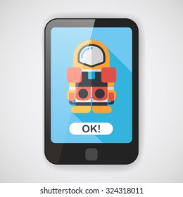 Space Astronaut flat icon with long shadow, eps10