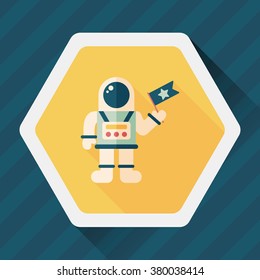 Space Astronaut flat icon with long shadow, eps10