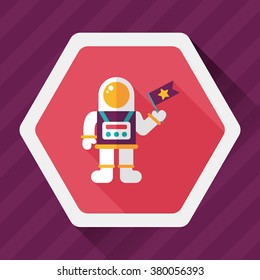 Space Astronaut flat icon with long shadow, eps10