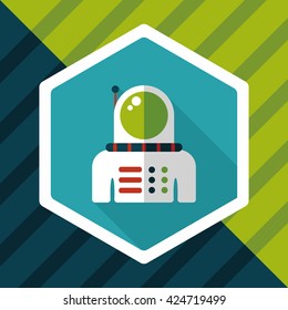 Space Astronaut flat icon with long shadow, eps10